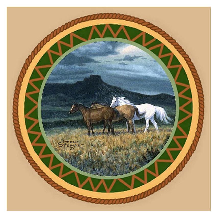 Three Horses Coaster Tile